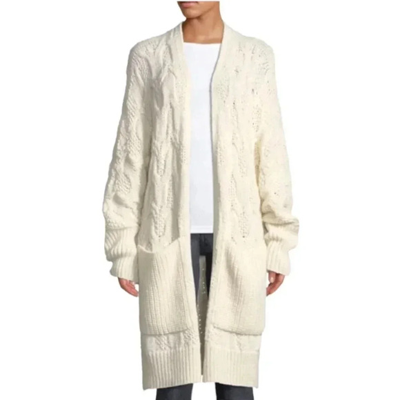 Joie Omeed Porcelaine Wool Alpaca Blend Chunky Cable Knit Oversized Cardigan XS - Picture 1 of 10